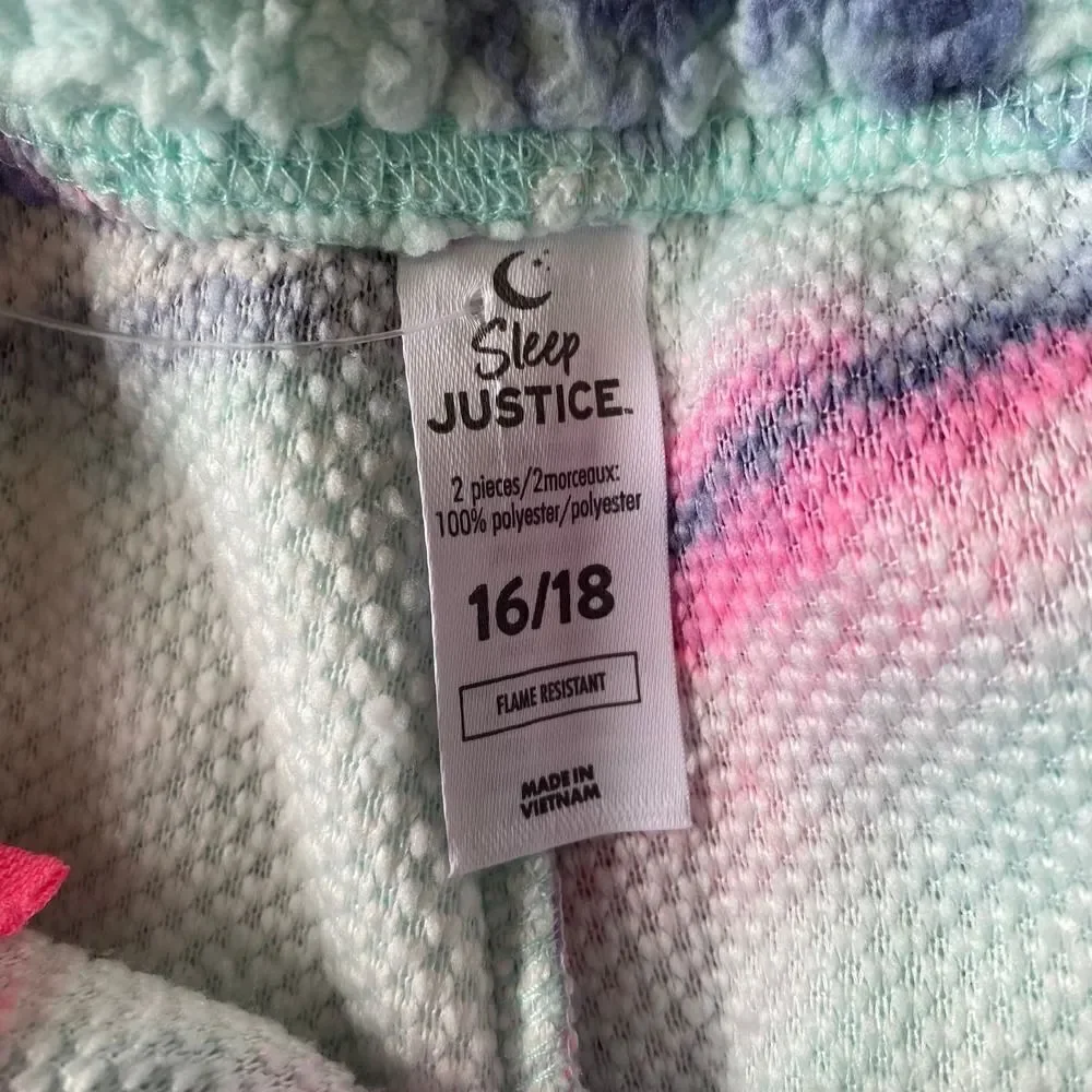 Justice Sherpa Tie Dye Pajama Set Blue Pink 16/18